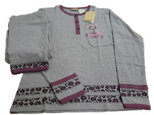 Pigiama Donna invernale, Lungo in Caldo Cotone. DOLCI CHICCHE - 1401. Grigio.