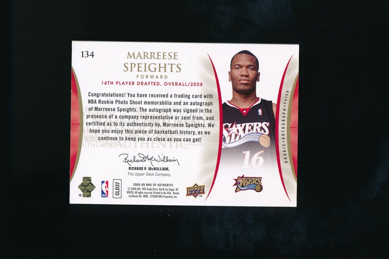 200809 SP Authentic Rookie Authentics 134 Marreese Speights Auto