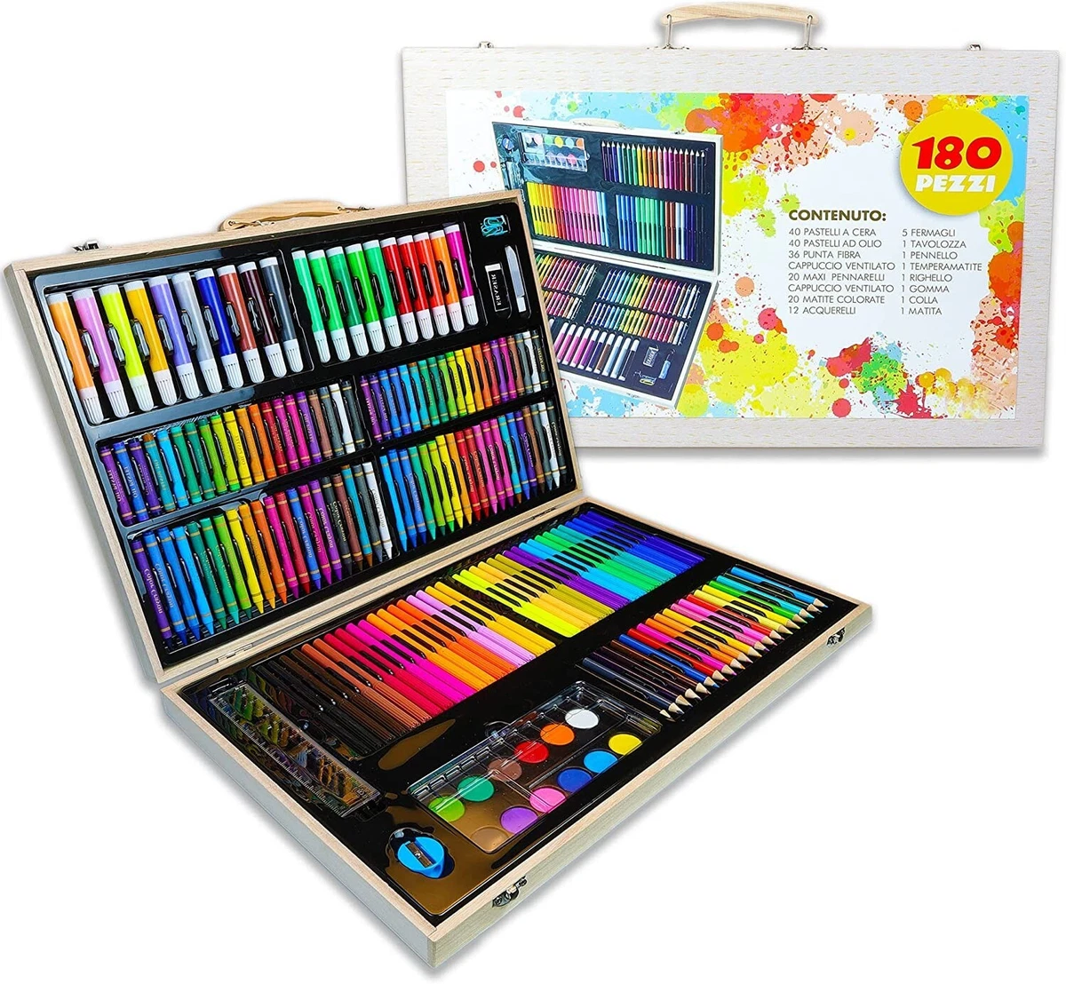 174 piece deluxe art wood drawing painting pencil case creativity set for  kid young artists For