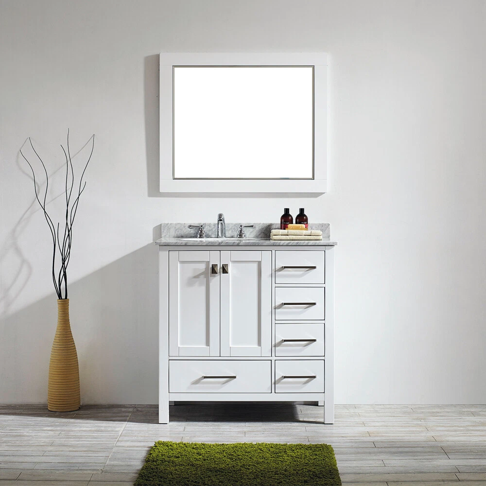 Large 900MM White Vanity Unit Basin Marble Worktop Floor Standing Bathroom Sink
