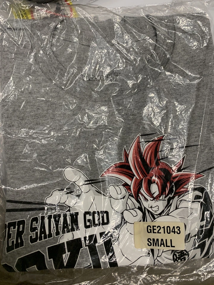 NUEVA Camisa Oficial GE Dragon Ball Z Dbz Saiyan God Goku Hombres Camiseta Talla Pequeña Foto 2 de 2