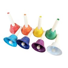 8 Pieces Colorful Diatonic Metal Bells Percussion Hand Bells Set Musical Bells