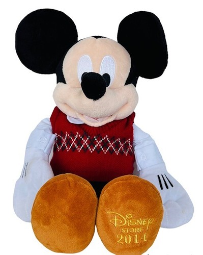 Walt Disney Store Plush Mickey Mouse 16" Stuffed Animal 2014 Exclusive Sweater