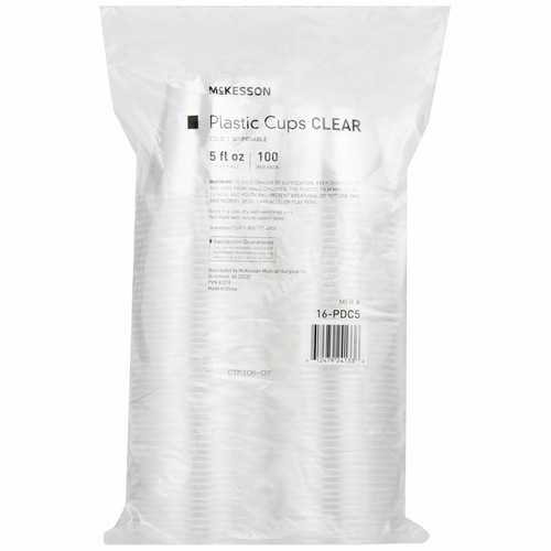 McKesson Disposable Drinking Cup Clear Plastic 5 oz. 100 Ct 16-PDC5 | eBay