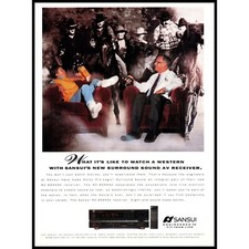 Ricevitore stereo Sansui RZ-9500AV 1991 stampa vintage pubblicità padre figlio film western