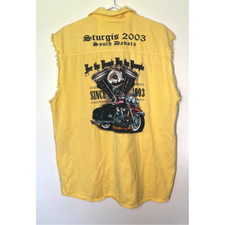 VTG Retro Sturgis 2003 South Dakota Yellow Motorcycle XXL Vest Jacket