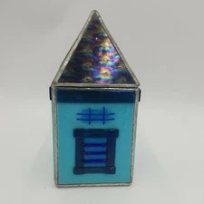 Danika Designs Stained Glass Tea Light Candle Holder Square House