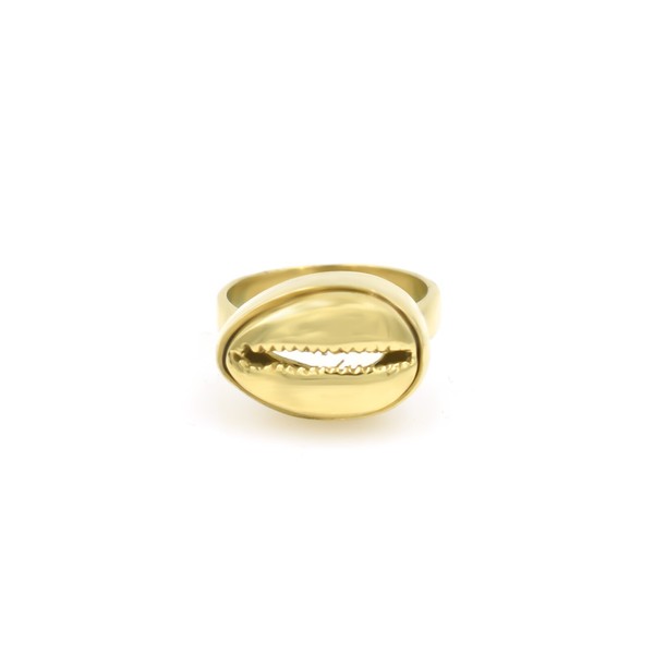 Alternate view of Cowrie Shell Design Ring Handmade 18k Gold Plated Statement Ring For Her