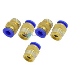 5Pcs Air Pneumatic 1/4" PT Thread Diameter 6mm Hole Brass Quick Connector