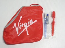 VINTAGE VIRGIN ATLANTIC AIRLINE WING TIP TRAVEL POUCH SMALL BAG W/ TOOTHBRUSHES