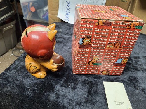 Vintage 1978 GARFIELD E-9139 Sports Bank Football In Original Box No Stopper - Imagen 5 de 6