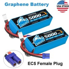 2pcs Yowoo 5000mAh 22.2V 6S 150C EC5 Lipo Battery Graphene for RC Helicopter Car