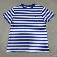 Ralph Lauren T Shirt Boys Size Large Blue White Striped Short Sleeve Kids/Youth