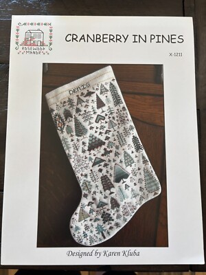 Rosewood Manor Cranberry in Pines Stocking Cross Stitch Chart