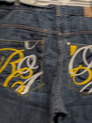 Roca  Wear Jeans  Mens 40''X31'' Blue Y2K Distressed. Grunge  Worn  Faded  Frayed 