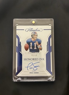 2023 Panini Flawless #HI-PSI Phil Simms Honored Ink Sapphire #/10