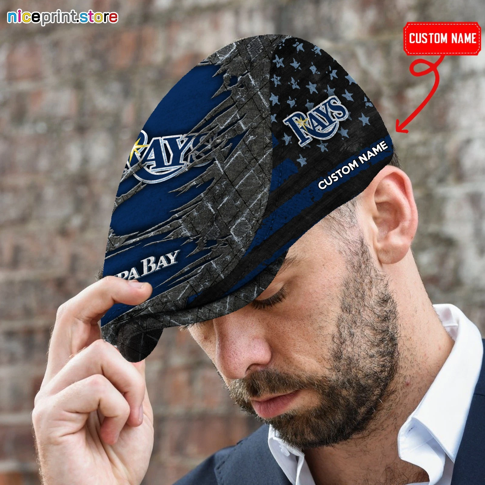 Tampa Bay Team Rays Jeff Cap Custom Jeff Cap Driving Cap Golf Cap Flat Cap