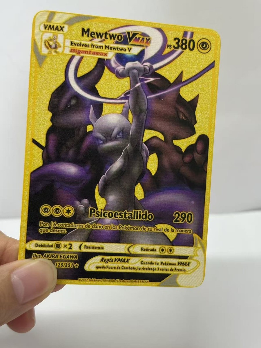 Mewtwo VMAX PS380 125/251 Gold Metal Pokémon Card-Collectible Gift
