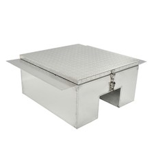 Aluminum 22x24x12 Diamond Tread In-frame Truck Tool Box W Notched Bottom