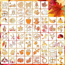 60 PCS Fall Painting Stencils Reusable Fall Stencils for Painting on Wood Rocks
