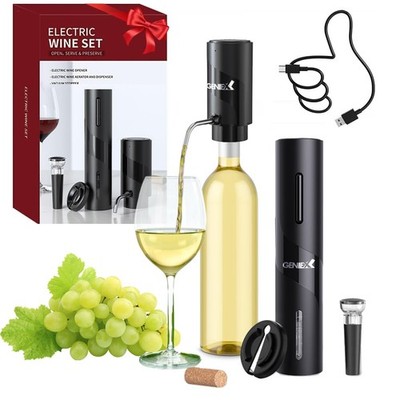 Electric Wine Set 4 | Automatic Opener 2 x 2 x 8 inch (L*W*H), Black