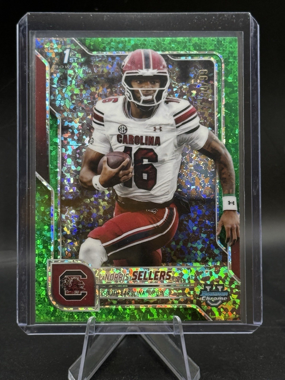 2025 LaNorris Sellers Bowman Chrome U 1st Green Mini Diamond REF /99 So Carolina