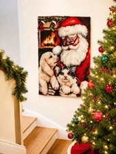 Herrschners Santa  Friends Latch Hook Yarn Kit Craft 27"x40" NEW