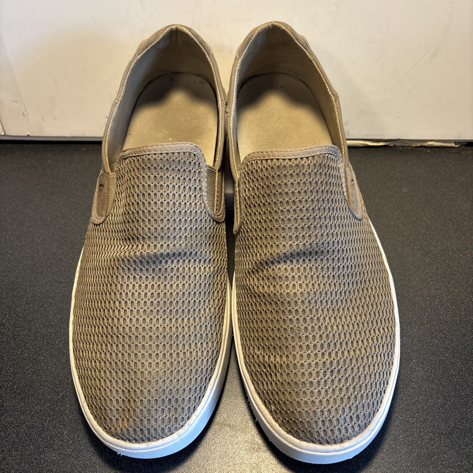 Olukai Mens Beige Lae Ahi Slip On Sneaker Shoes Breathable Mesh Upper Size 14
