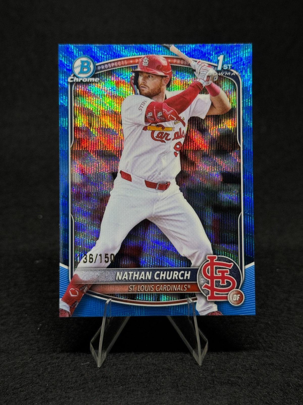 2025 Bowman Chrome - Nathan Church 1st Bowman Blue Wave /150 (Cardinals)