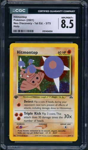 Hitmontop (1st Edition) graded CGC 8.5 for sale on eBay