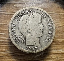 1907-P Barber Dime - Actual Silver Coin Shown - Free Shipping & Tracking INV243
