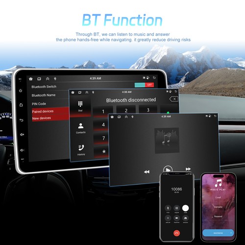 2+64G Single DIN Carplay Android 15 Car Stereo Radio 10" Rotatable GPS Navi WIFI - Afbeelding 6 van 23