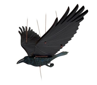 Raven Crow Blackbird Bird Flying Hanging Mobile Wood Fair Trade New