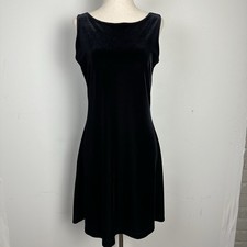 Vtg Black Velvet Sleeveless Sheath Dress Whimsigoth 90s Y2K Minimal LBD Fairy 10