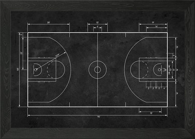 Basketballplatz Diagramm gerahmtes Wandbild Poster Leinwanddruck Bild