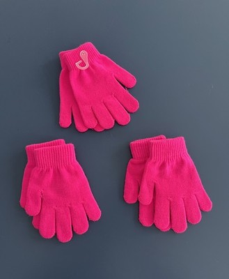 NEW Boy Girl Kids One Size FADED GLORY Three Pair Knit Gloves Hot Pink