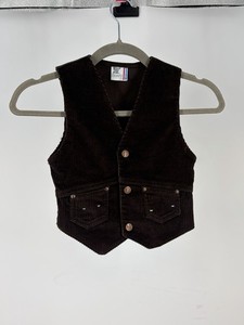 Vintage Billy The Kid Brown Corduroy Vest 70s Kids 7 Snap Front Western Pockets