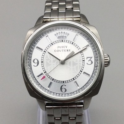 Juicy Couture Womens Watch 34mm Silver Dial Crystals Stainless New Battery 7''