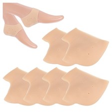 3Pair Silicone Heel Protector, Gel Heel Cups for Heel Pain with Hole, Skin Color