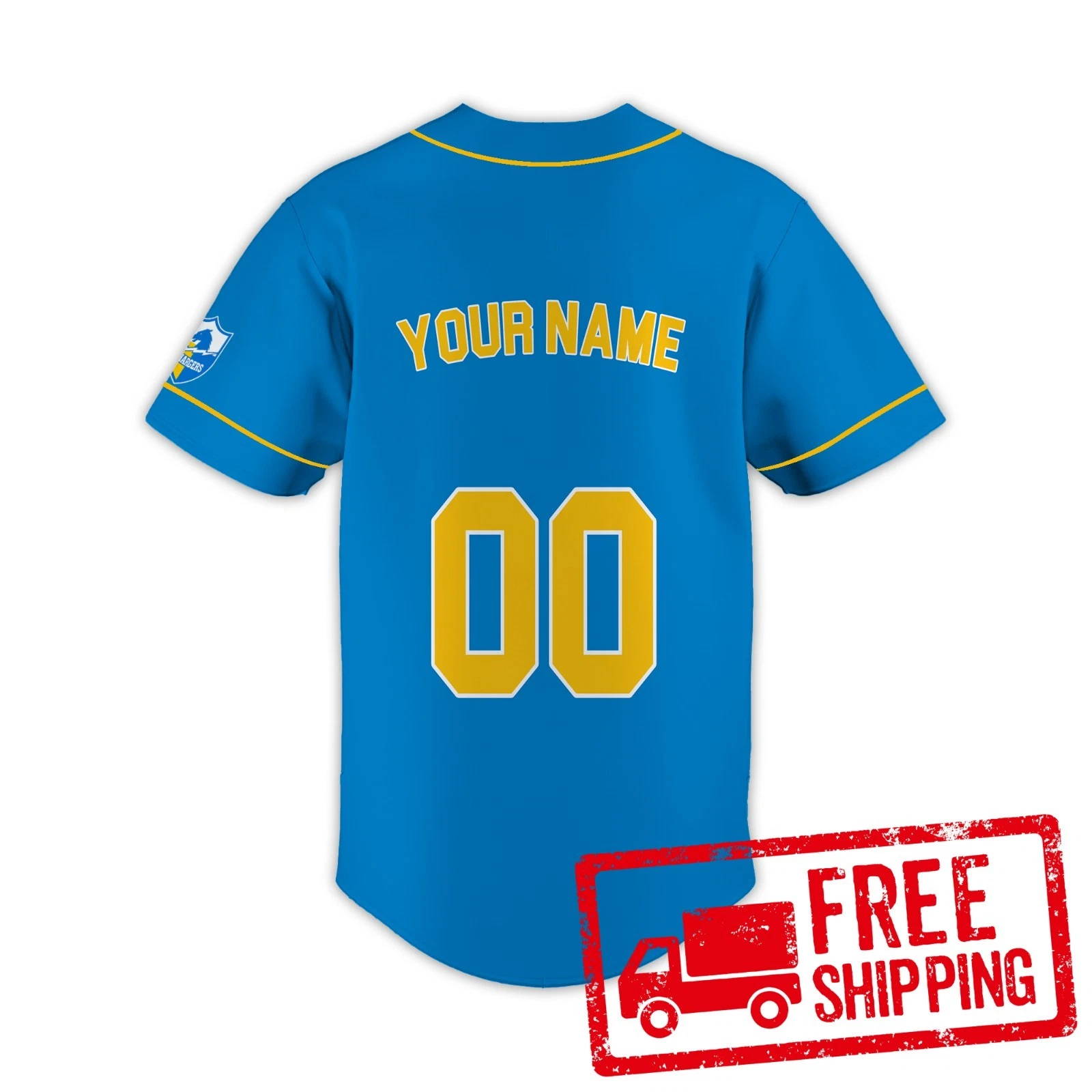 Custom Personalized, Chargerss Football AOP Baseball Jersey
