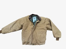 Vtg 80s Walls Canvas Waist Jacket Sz L Brown Insulated Lined Workwear  USA