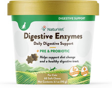 Naturvet   Digestive Enzymes for Cats plus Probiotics   60 Soft Chews   Helps Su