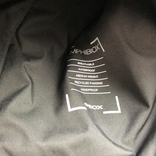 Geox Amphibiox Jacket Mens 44 Large Black Waterproof Hooded Windproof Breathable - Picture 12 of 12