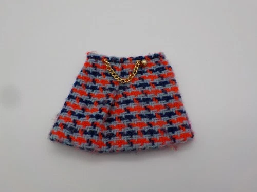 1971 Vintage VTG Barbie Super Scarf #3408 Blue & Red Wool Tweed Skirt MOD