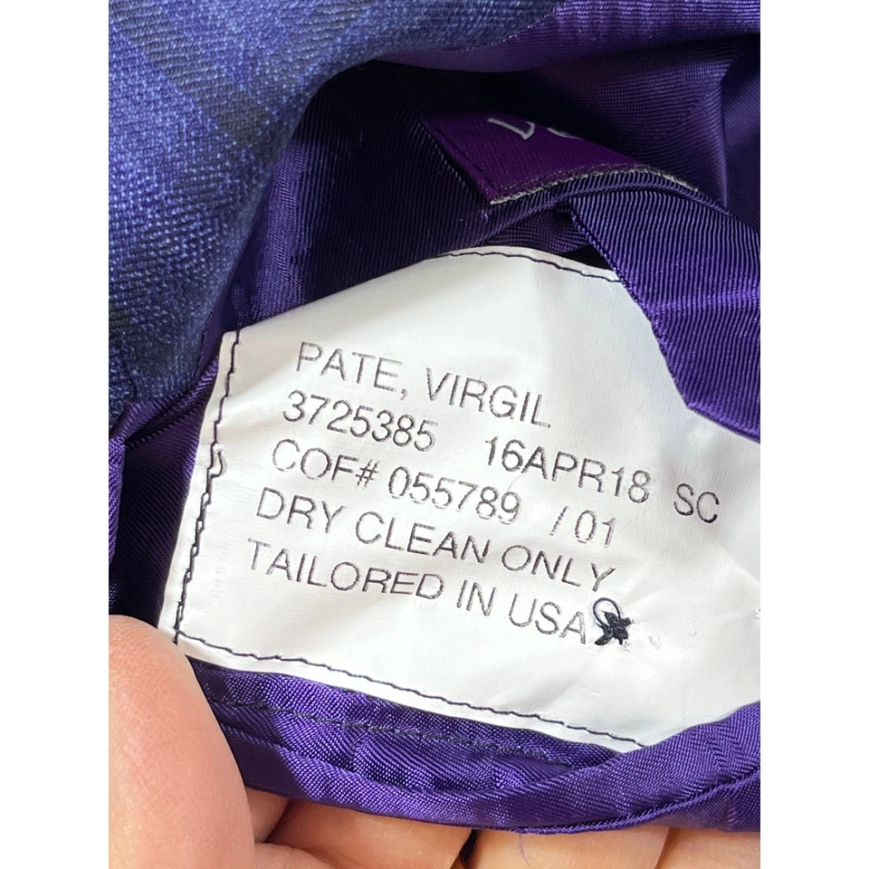 Abrigo Blazer Deportivo Holland & Sherry Hombres 52 Azul 2 Botones Lana a Cuadros Ajuste A Medida Foto 4 de 4