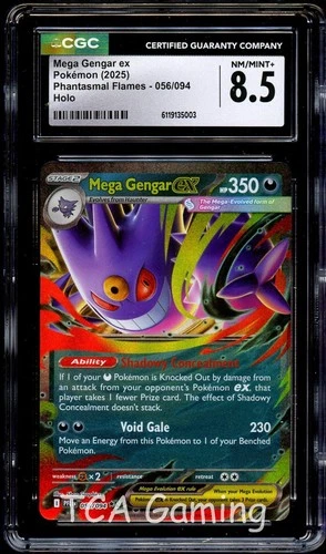 CGC 8.5 NM-MINT+ Mega Gengar Ex 056/094 HOLO Phantasmal Flames Pokemon Card 003