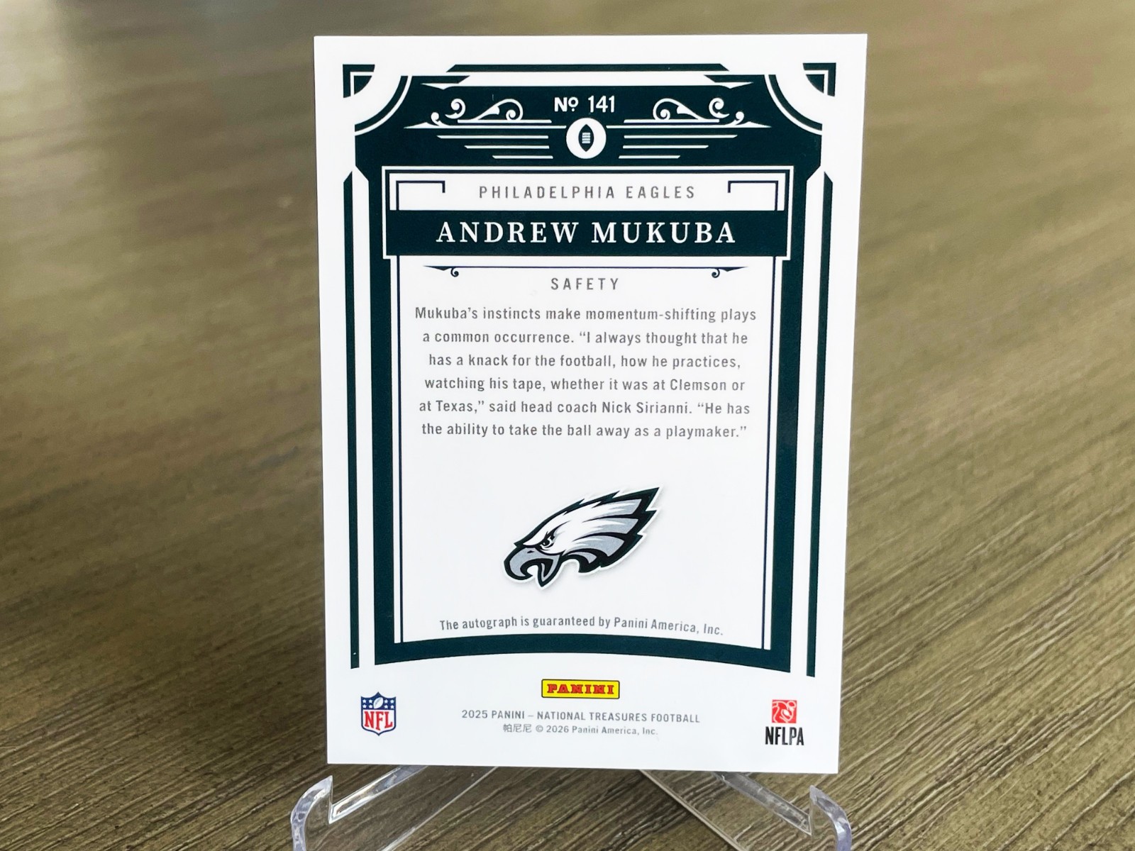 Andrew MUKUBA Auto 2025 Panini National Treasures 🔥/99 EAGLES ROOKIE