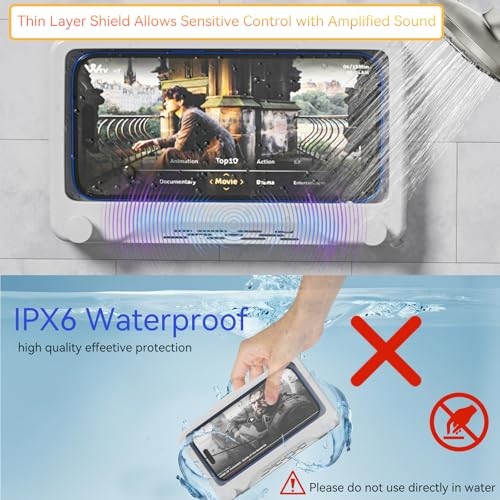 Waterproof Shower Phone Holder, Rotatable Phone Mount for Bathtub, White - 第 5/8 張圖片