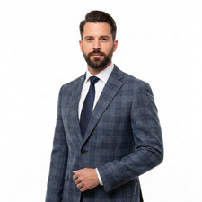 Jos A Bank 1905 Men Blue Glen Plaid Blazer Sport Coat Jacket Unlined Wool Sz 40