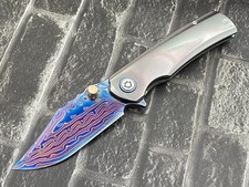 Sixleaf SL-115-04-Zir Folding Knife Forging Damascus Blade Zirconium Handle